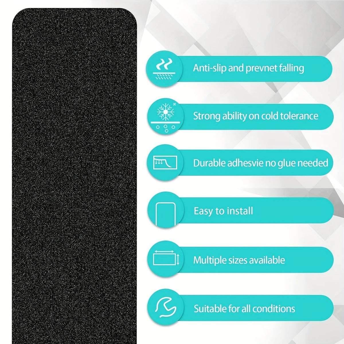 Anti-Slip Grip Tape for Steps – 10-Sheet Pack, 6×24 Inch Textured Traction Strips for Indoor Outdoor Stairs, Decks & Ramps