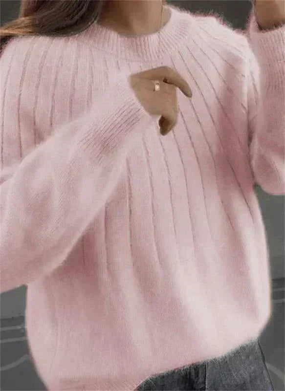 Luxe Cashmere Knit Sweater for Women – Soft Pullover Top for Fall & Winter, Versatile Everyday Layering Piece
