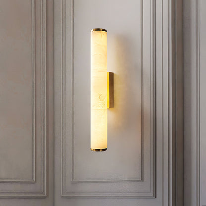 Vertical Stone & Metal Sconce with Soft LED Glow for Bedrooms, Hallways, and Living Rooms – Uplight Design to 31 Inches