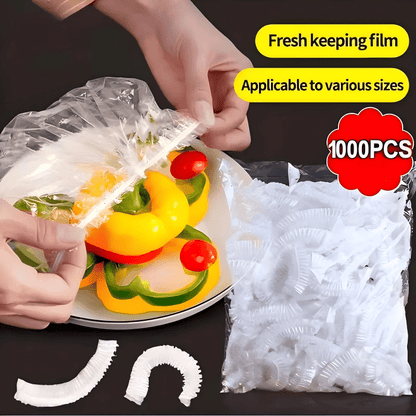 Stretchy Food Storage Covers for Plates & Bowls – 1000-Pack Disposable PE Lids for Kitchen, Fridge & Meal Prep