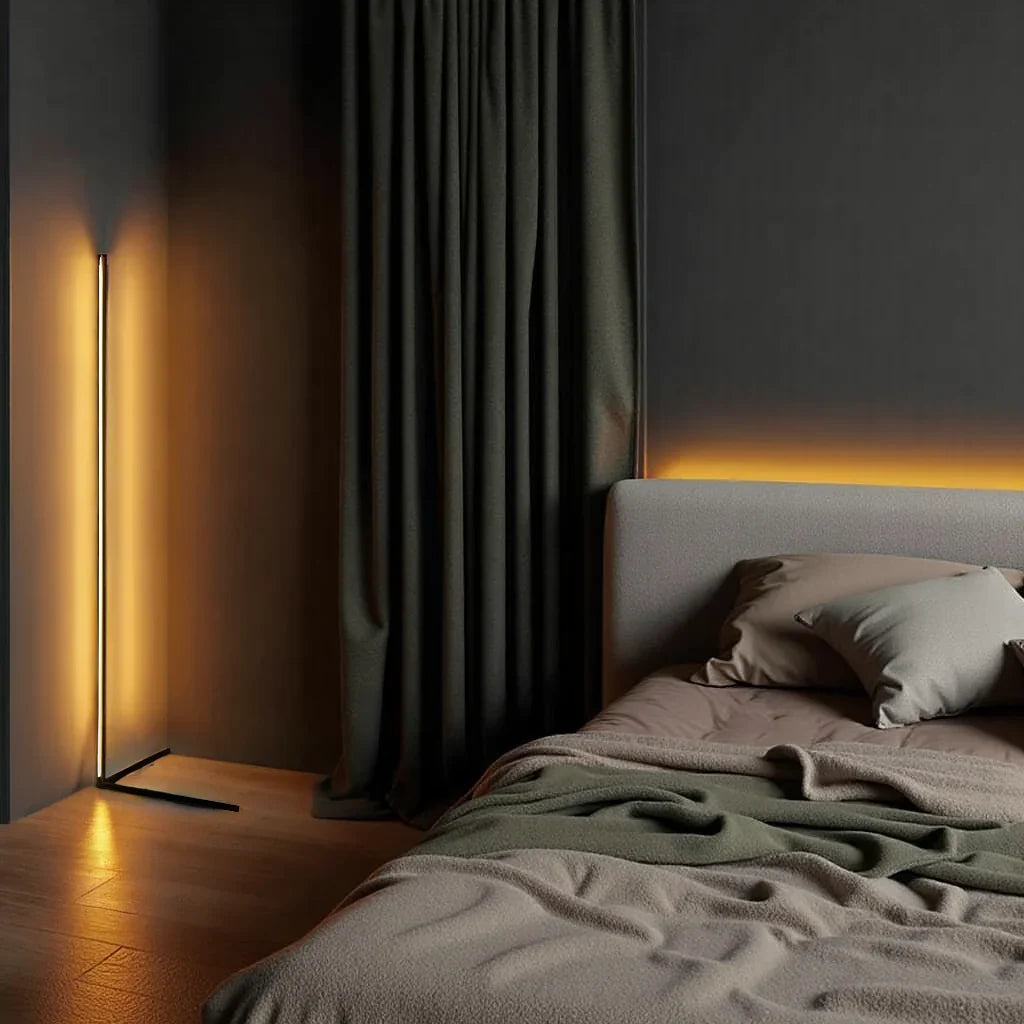 Modern RGB LED Floor Lamp with Remote | Adjustable Warm White & Color Changing Standing Light for Living Room Corner & Home Ambiance | 24W