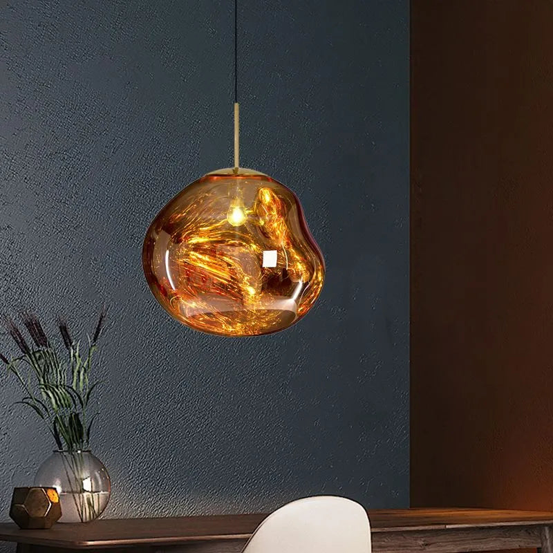 Molten Acrylic Hanging Light Fixture 15 in Warm Glow E27 Socket for Dining Room Kitchen Island Above Table Modern Sculptural Ceiling Lamp Or