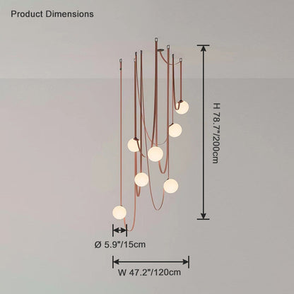 Leather Hanging Lamp with Glass Shade 6-Inch Brown Fixture for Kitchen Island Dining Table Multi-Light Ceiling Suspension for Modern Contemp