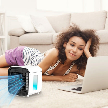 Cool Breeze | Mini ventilateur climatiseur portable avec 7 couleurs LED | Air humidifié pour plus de confort