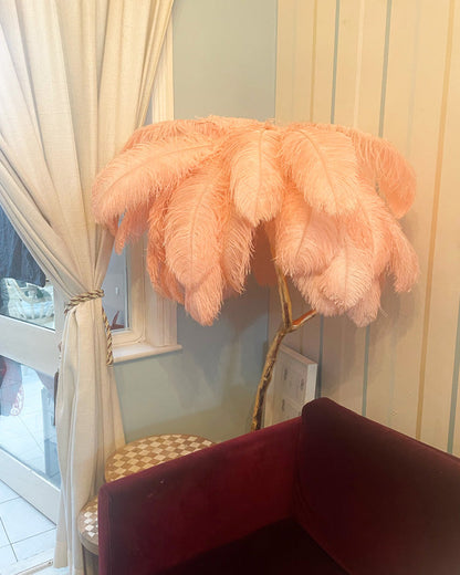Tropical Feather Standing Lamp 63 in Tall Palm Tree Style Ambient Floor Light for Bedroom Living Room Decorative Accent Lighting