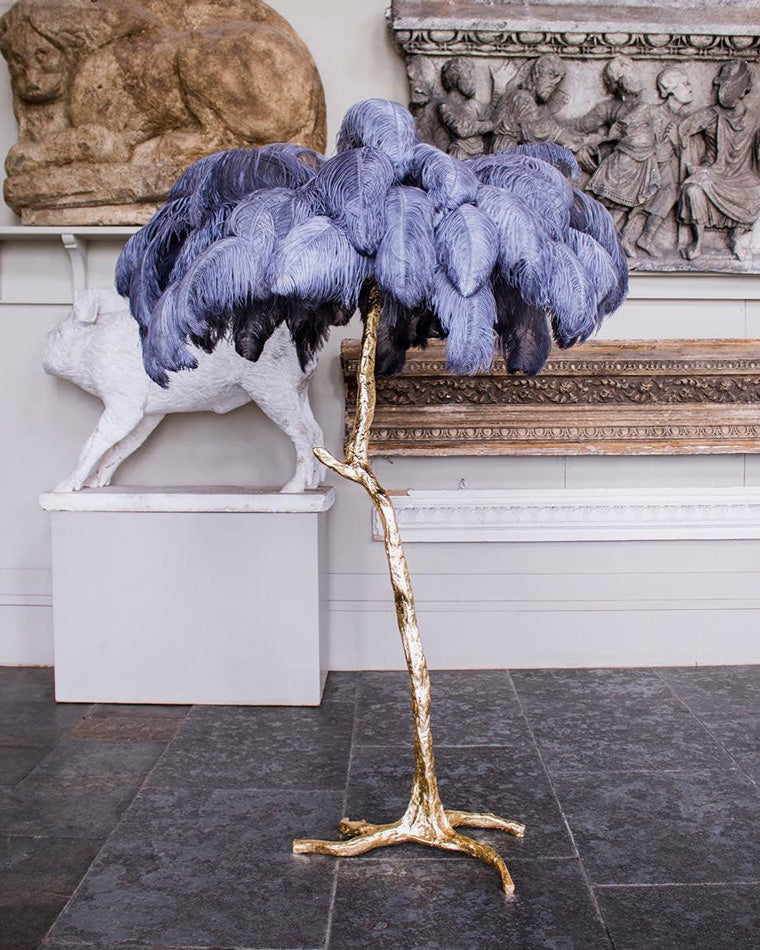 Tropical Feather Standing Lamp 63 in Tall Palm Tree Style Ambient Floor Light for Bedroom Living Room Decorative Accent Lighting