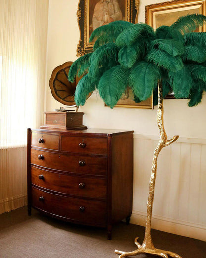 Tropical Feather Standing Lamp 63 in Tall Palm Tree Style Ambient Floor Light for Bedroom Living Room Decorative Accent Lighting