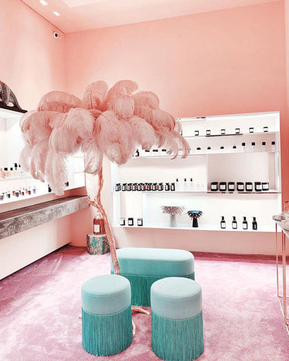 Tropical Feather Standing Lamp 63 in Tall Palm Tree Style Ambient Floor Light for Bedroom Living Room Decorative Accent Lighting