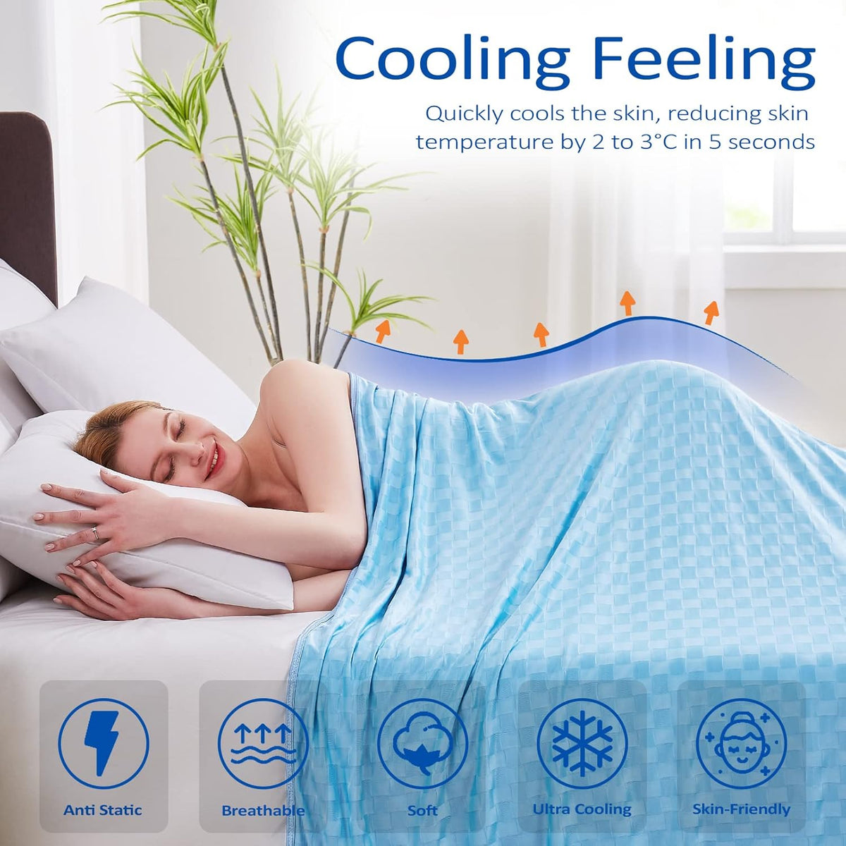 ChillEase | Couverture rafraîchissante pour dormeurs ayant chaud, dotée de la technologie Arc-Chill | Douce et respirante pour un confort tout au long de l'année