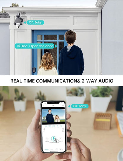 360° Motion-Tracking Security Camera with Two-Way Audio & Night Vision – Screw-In Design, HD Recording, App Control
