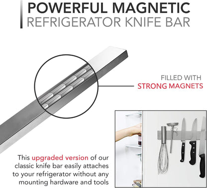14-Inch Magnetic Knife Rack in Stainless Steel for Wall or Refrigerator