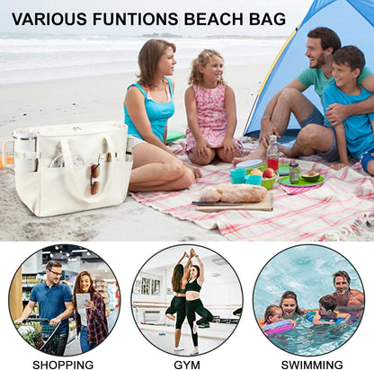 Évasion côtière | Très grand sac de plage imperméable avec compartiment humide | Bagage à main élégant pour les escapades du week-end