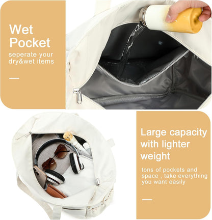 Évasion côtière | Très grand sac de plage imperméable avec compartiment humide | Bagage à main élégant pour les escapades du week-end