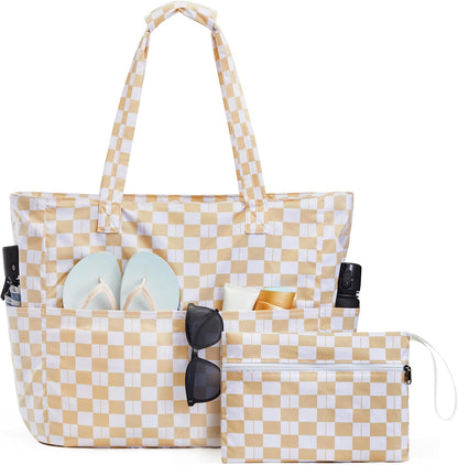 Sac de plage imperméable et anti-sable, cabas de plage pliable avec compartiment pour affaires mouillées, sac de plage extra large pour le voyage
