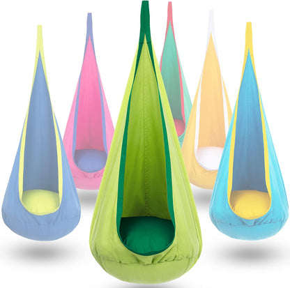 Hanging Pod Chair for Kids and Adults – Cozy Fabric Swing Seat for Indoor and Outdoor Relaxation, Reading Nook