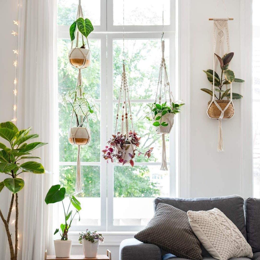 4-Piece Handcrafted Boho Macrame Plant Holder Set