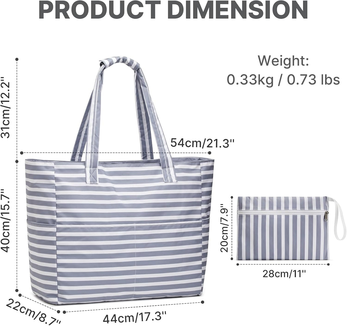 Sac de plage ultime | Grand sac imperméable et anti-sable avec fermeture éclair | Conception pliable pour un rangement et un transport faciles