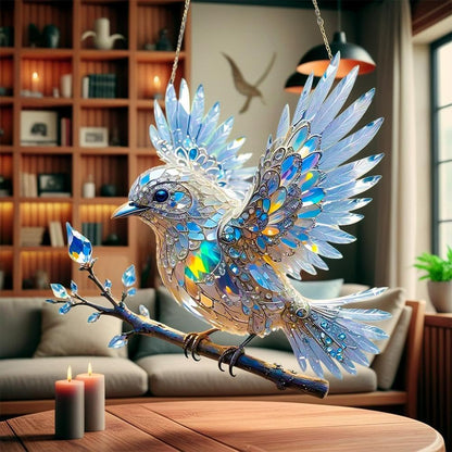 Ornement d’oiseau en cristal pour fenêtre – Décoration lumineuse réfléchissante pour la maison