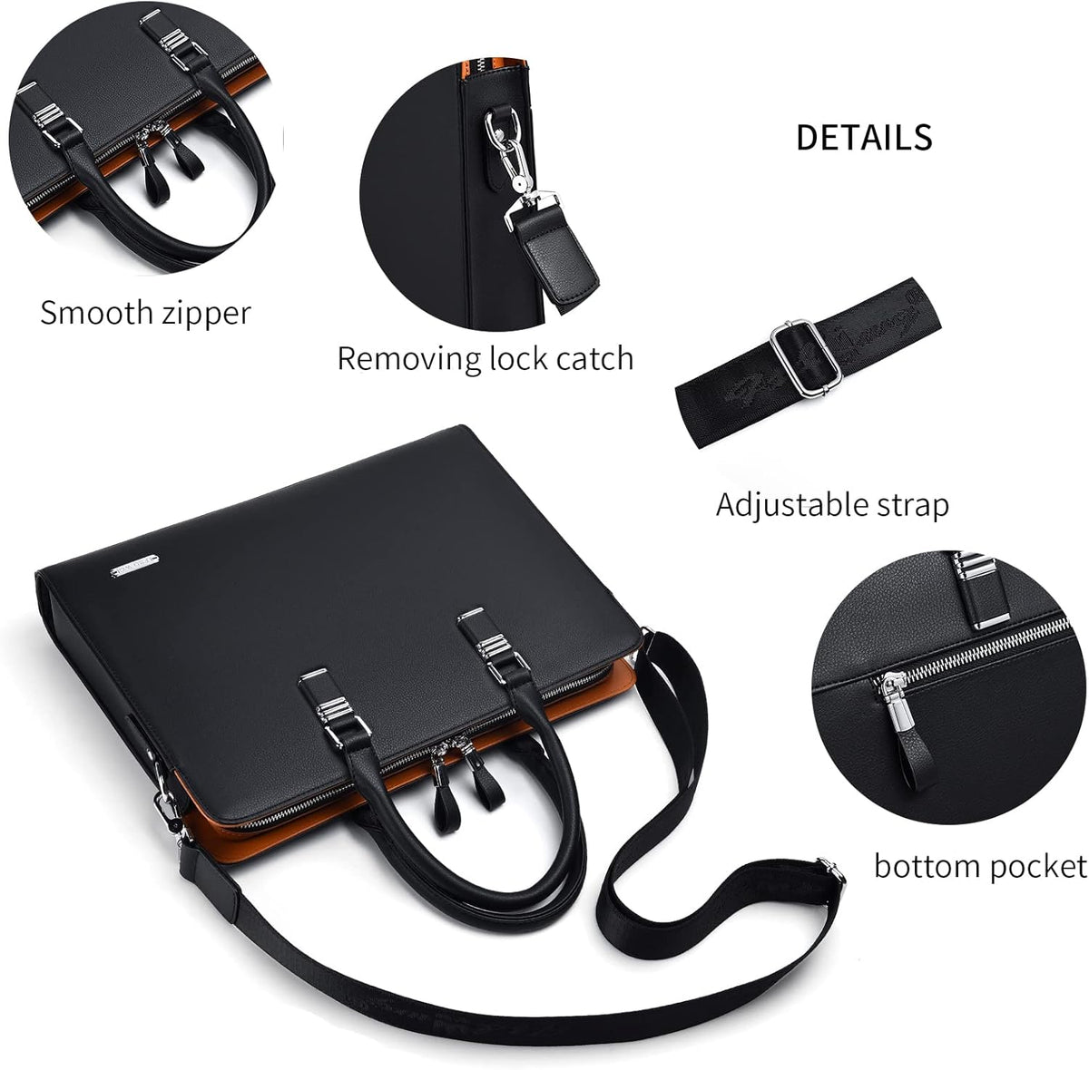 Executive Leather Laptop Bag 15.6-Inch for Work Travel School Office Business Men Women Professionals