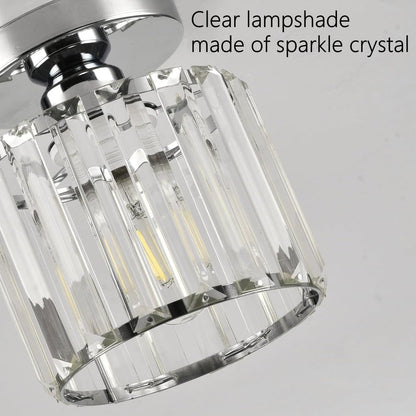 Flush Mount Crystal Light Fixture E27 Socket Black Gold for Bedroom Living Room Hallway Indoor Home Décor Compact Reflective Shade Elegant A