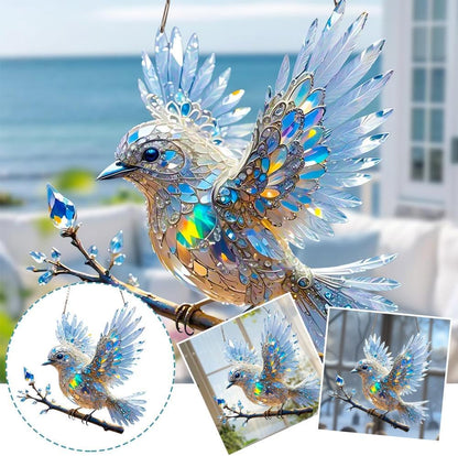 Ornement d’oiseau en cristal pour fenêtre – Décoration lumineuse réfléchissante pour la maison