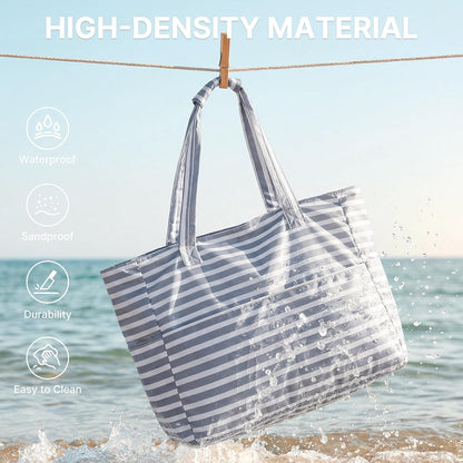 Sac de plage imperméable et anti-sable, cabas de plage pliable avec compartiment pour affaires mouillées, sac de plage extra large pour le voyage