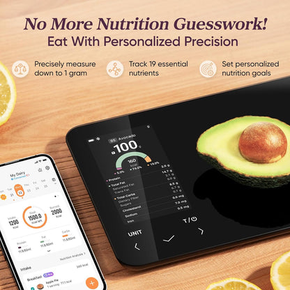 Balance de cuisine intelligente | Balance alimentaire numérique avec calculateur nutritionnel | Mesure de poids précise pour une préparation de repas saine