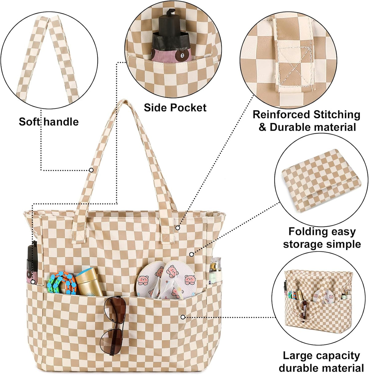 Sac de plage extra large avec compartiment étanche, sac de plage imperméable pour piscine et natation, sac fourre-tout pour le voyage