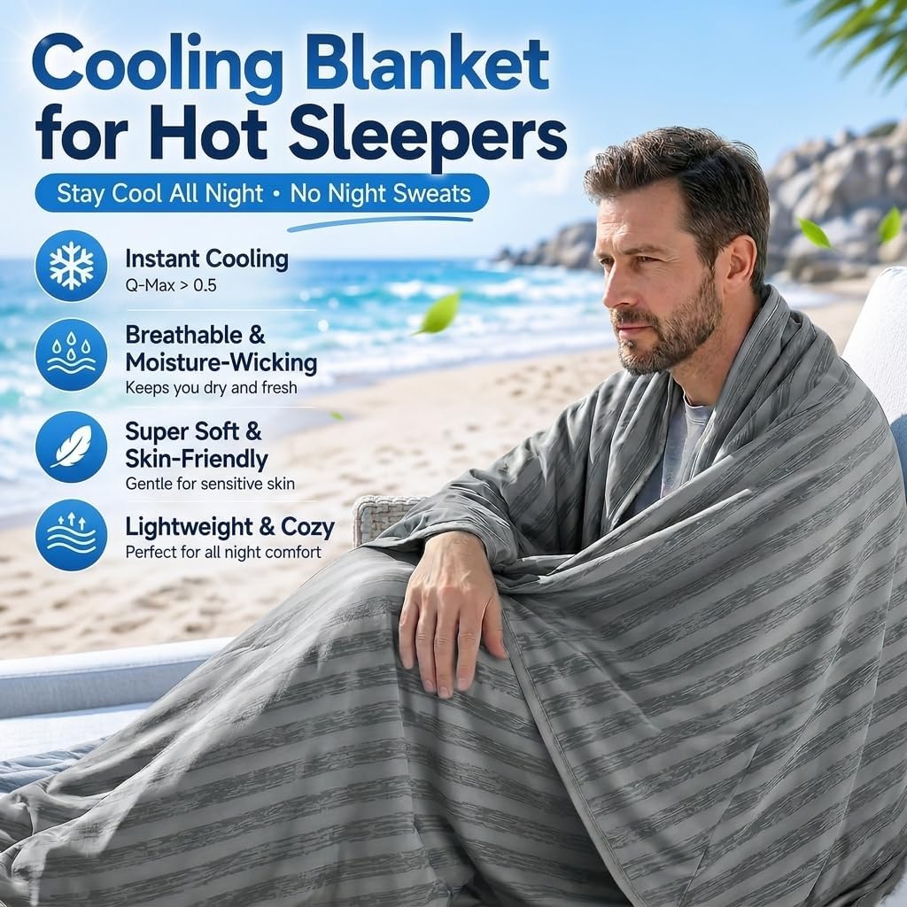 Confort Fraîcheur | Couverture rafraîchissante pour personnes ayant chaud avec technologie Arc-Chill | Jeté d'été léger et respirant pour le voyage et l'extérieur