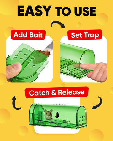 Humane Live Catch Mouse Traps Set of 4 Reusable No-Kill Rodent Catchers with Clear Viewing Windows Safe for Kids Pets Indoor Outdoor Pest Co