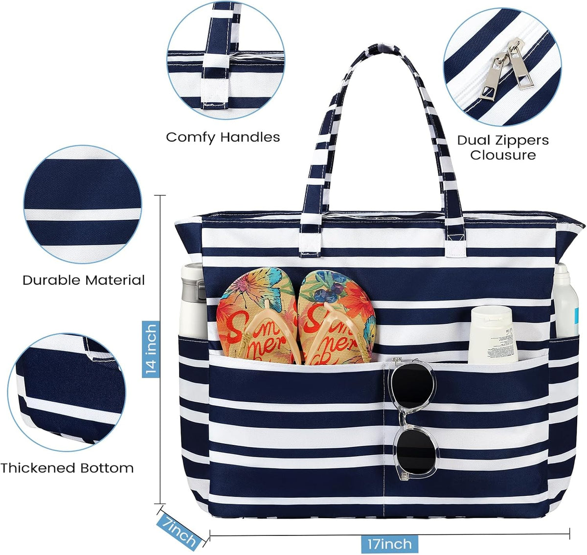 Sac de plage imperméable Ortekor avec fermeture éclair et conception anti-sable | Grande capacité pour les voyages et la salle de sport