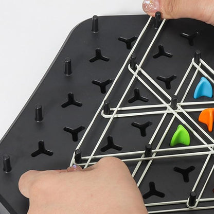 Strategic Triangle Board Game for Kids & Adults – Screen-Free Logic Puzzle with Pegs & Elastic Bands for Family Game Night