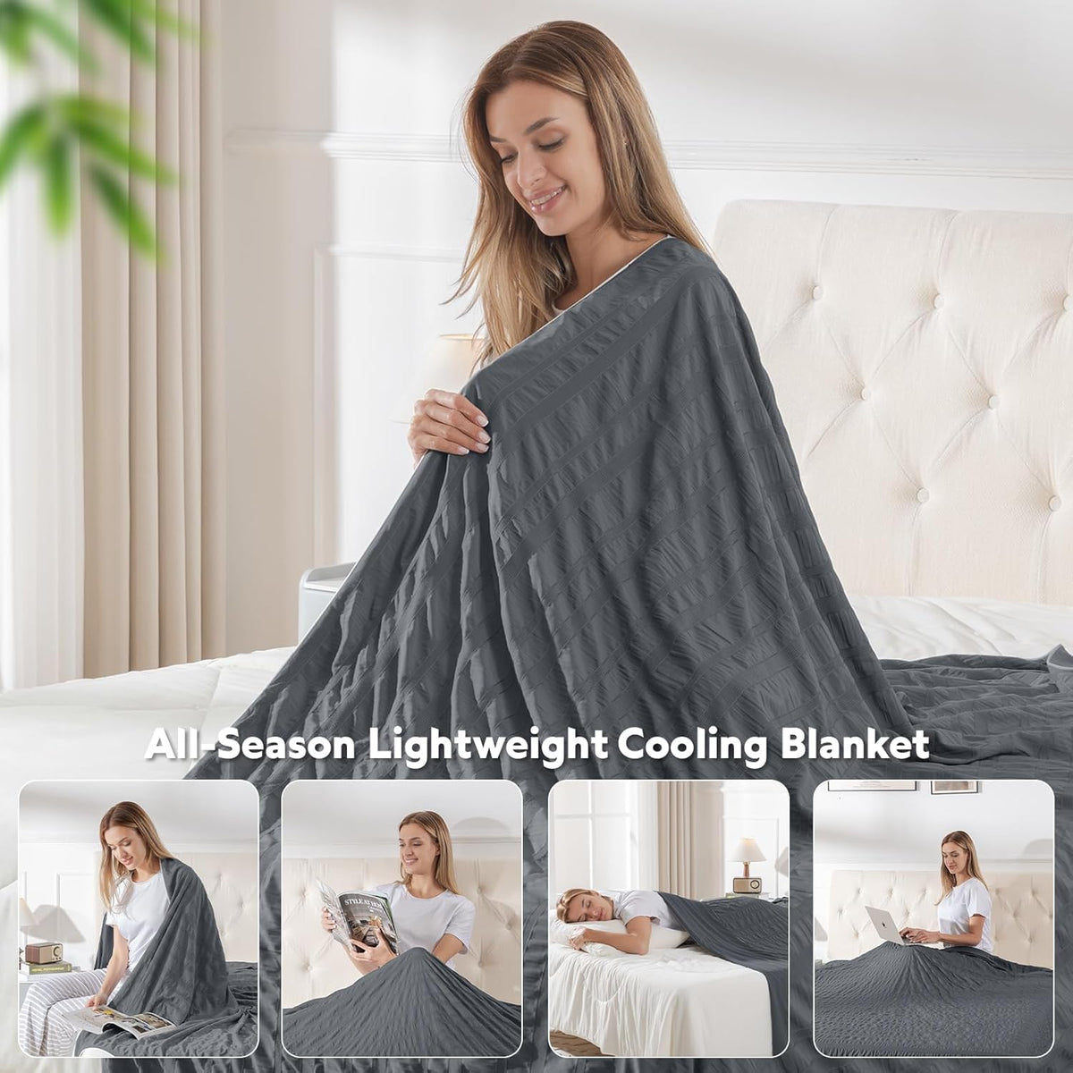 Confort douillet | Couverture rafraîchissante au design réversible | Légère et respirante pour les personnes ayant chaud en dormant