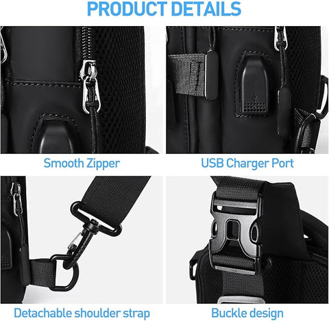 Sac bandoulière pour homme, sac à dos léger pour homme en petit et grand modèle, sac à dos sling en nylon pour la randonnée et les voyages