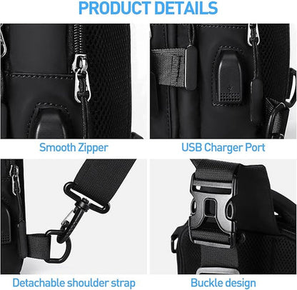 Sac bandoulière pour homme, sac à dos léger pour homme en petit et grand modèle, sac à dos sling en nylon pour la randonnée et les voyages