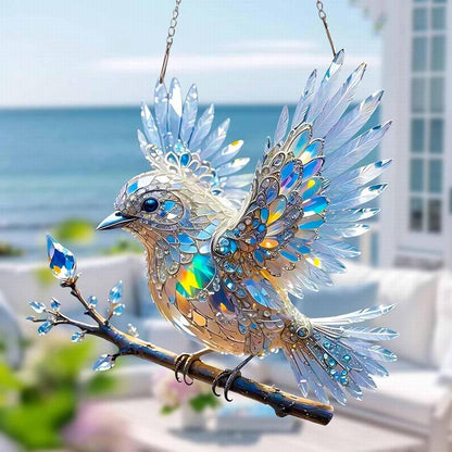 Ornement d’oiseau en cristal pour fenêtre – Décoration lumineuse réfléchissante pour la maison