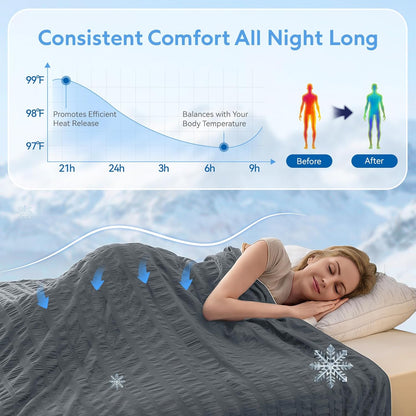 Confort douillet | Couverture rafraîchissante au design réversible | Légère et respirante pour les personnes ayant chaud en dormant