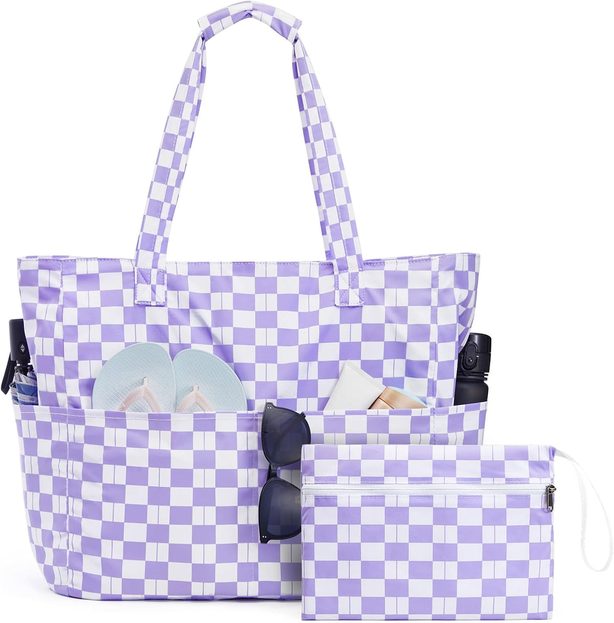 Sac de plage imperméable et anti-sable, cabas de plage pliable avec compartiment pour affaires mouillées, sac de plage extra large pour le voyage