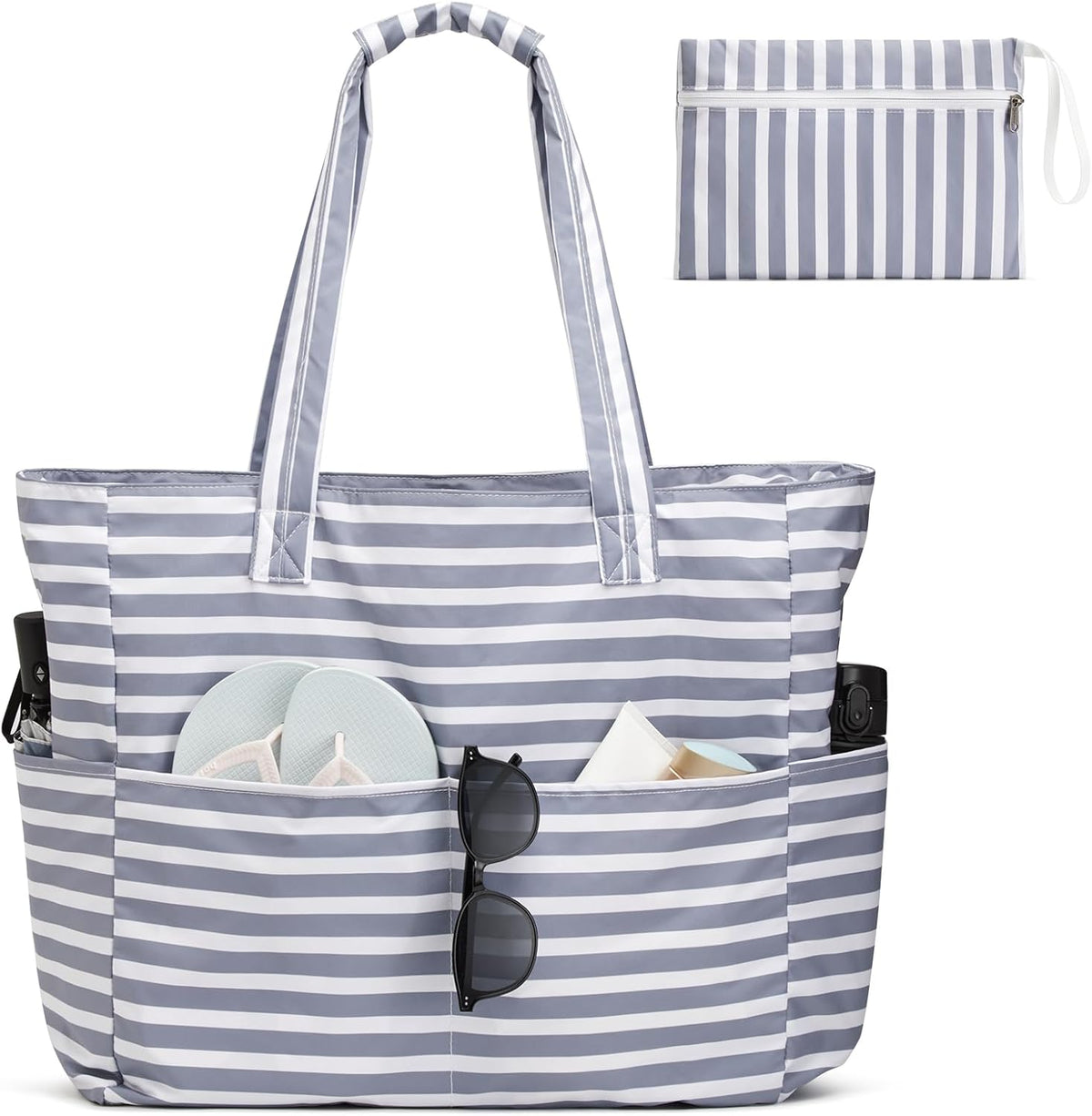 Sac de plage ultime | Grand sac imperméable et anti-sable avec fermeture éclair | Conception pliable pour un rangement et un transport faciles