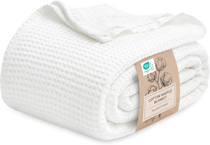 Couverture jeté en coton pour lit, couverture gaufrée format grand lit pour toutes les saisons, couverture en coton douce et respirante pour canapé