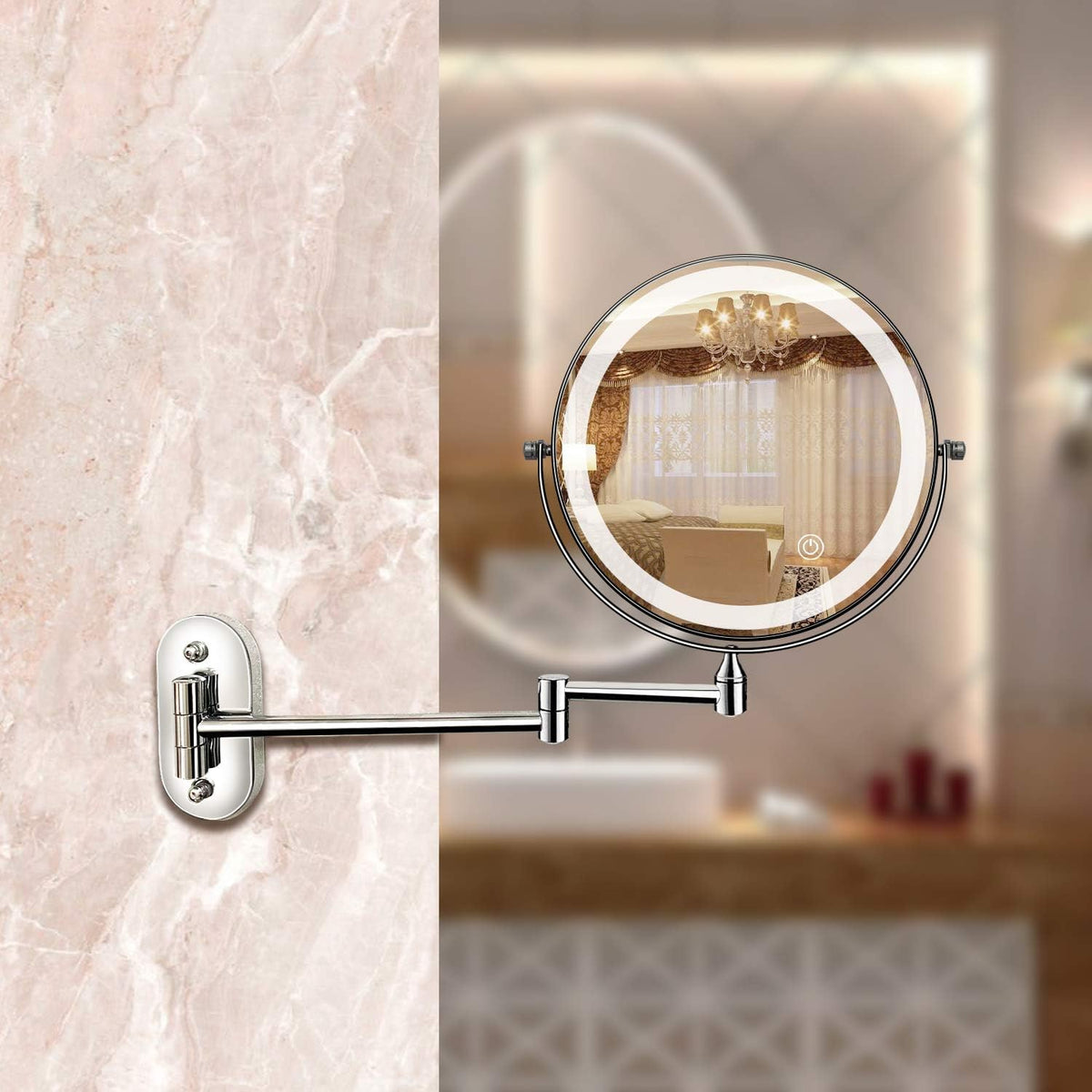 Miroir de maquillage avec éclairage, miroir grossissant LED rechargeable avec grossissement 10x, miroir de maquillage lumineux pour le voyage