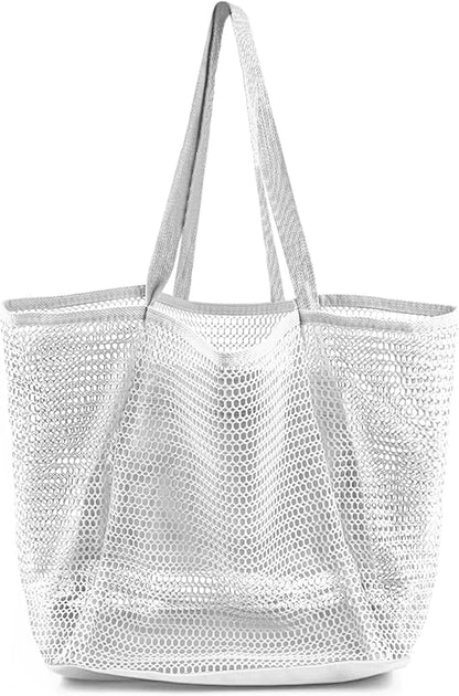 Ambiance estivale | Sac de plage en maille avec grande poche intérieure | Design anti-sable pour un voyage en toute simplicité