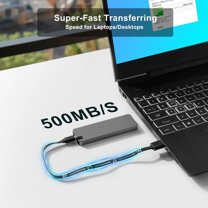 Portable SSD External Solid State Drive USB 3.2 Gen 1 Fast Transfer Speed Shockproof Aluminum Case Lightweight Storage for Laptop Desktop