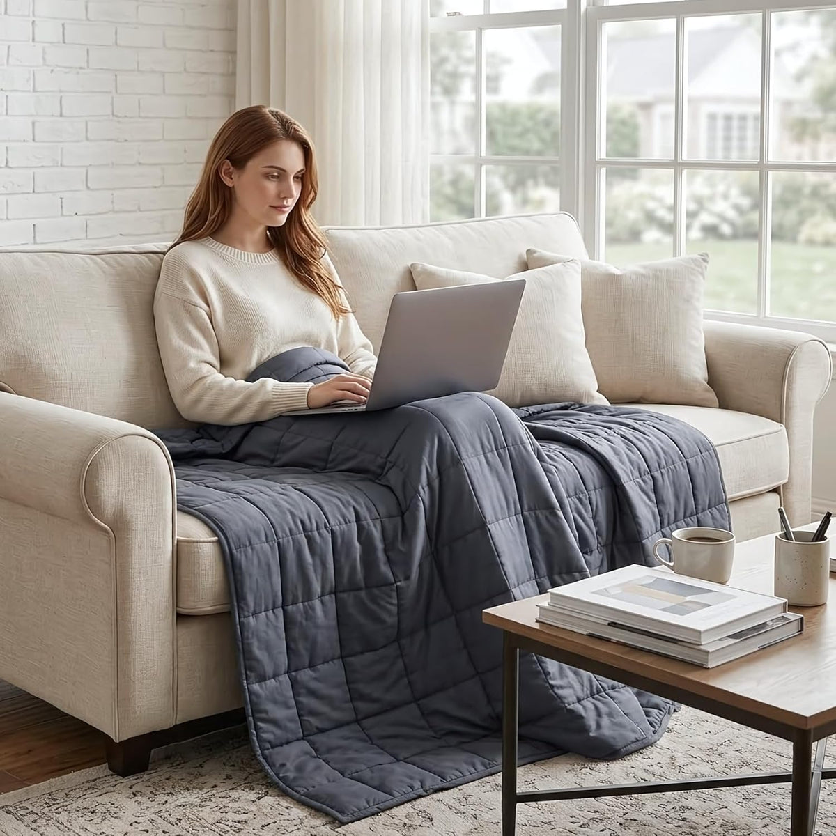 Confort douillet | Couverture lestée pour adultes en tissu rafraîchissant | Design respirant toutes saisons pour une détente absolue