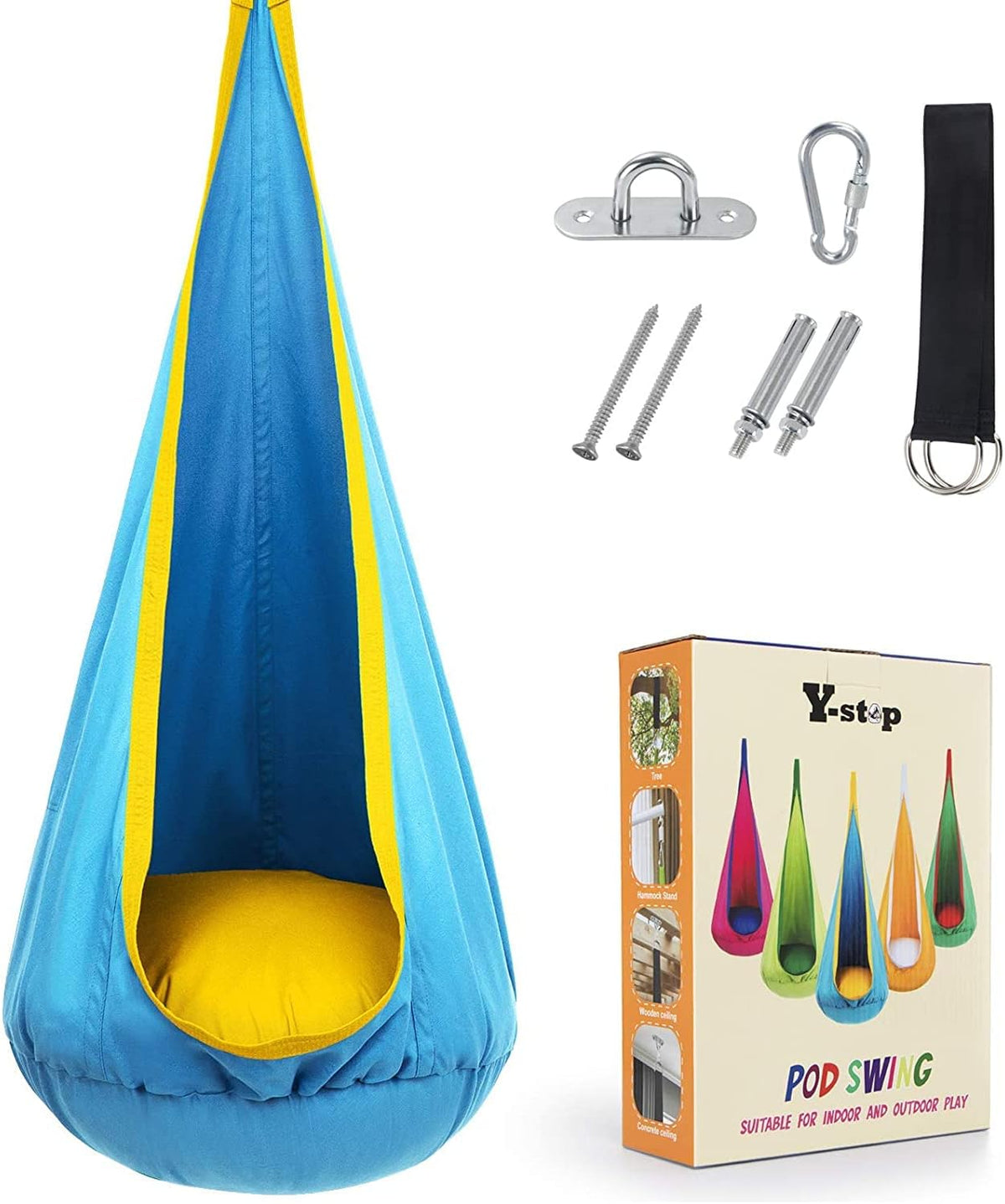 Hanging Pod Chair for Kids and Adults – Cozy Fabric Swing Seat for Indoor and Outdoor Relaxation, Reading Nook