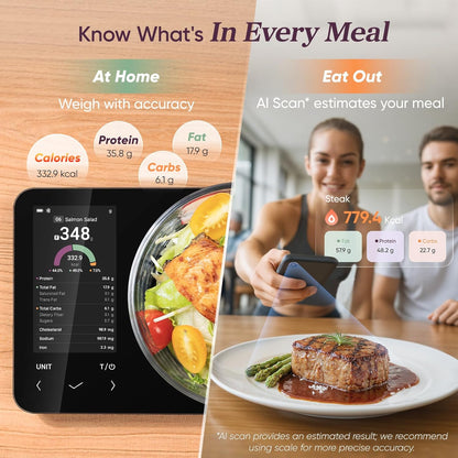 Balance de cuisine intelligente | Balance alimentaire numérique avec calculateur nutritionnel | Mesure de poids précise pour une préparation de repas saine