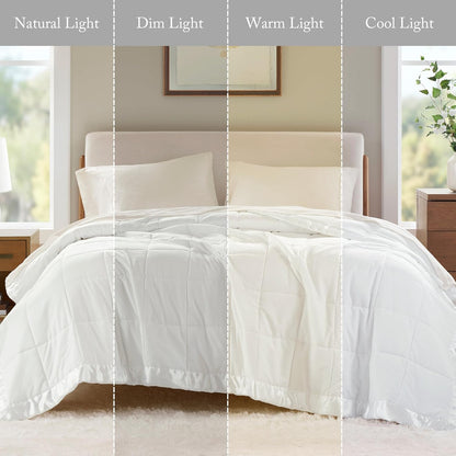 Collection Windom | Couverture en duvet synthétique avec traitement anti-humidité | Couvre-lit léger et doux toutes saisons, bordure satinée