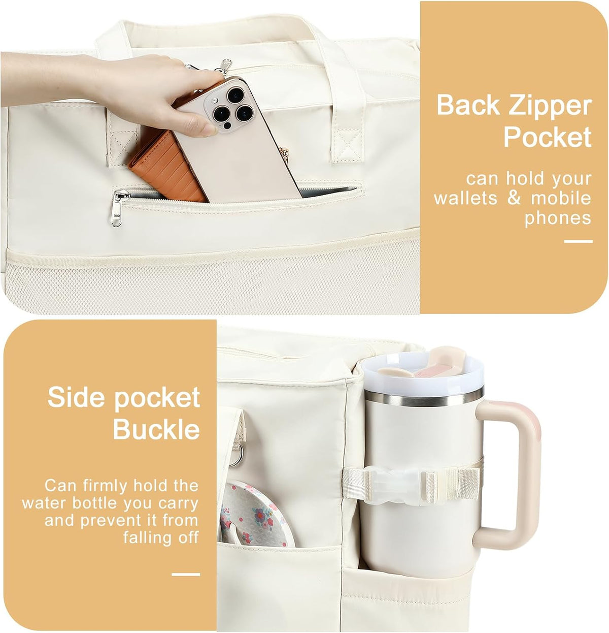 Évasion côtière | Très grand sac de plage imperméable avec compartiment humide | Bagage à main élégant pour les escapades du week-end