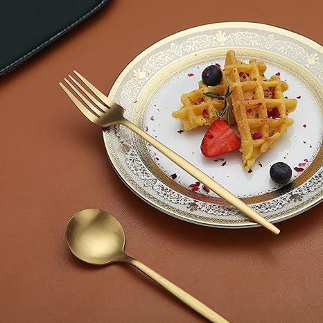 Set de couverts en acier inoxydable recouvert de titane – Service de table haut de gamme 18/10 pour les repas du quotidien et les grandes occasions