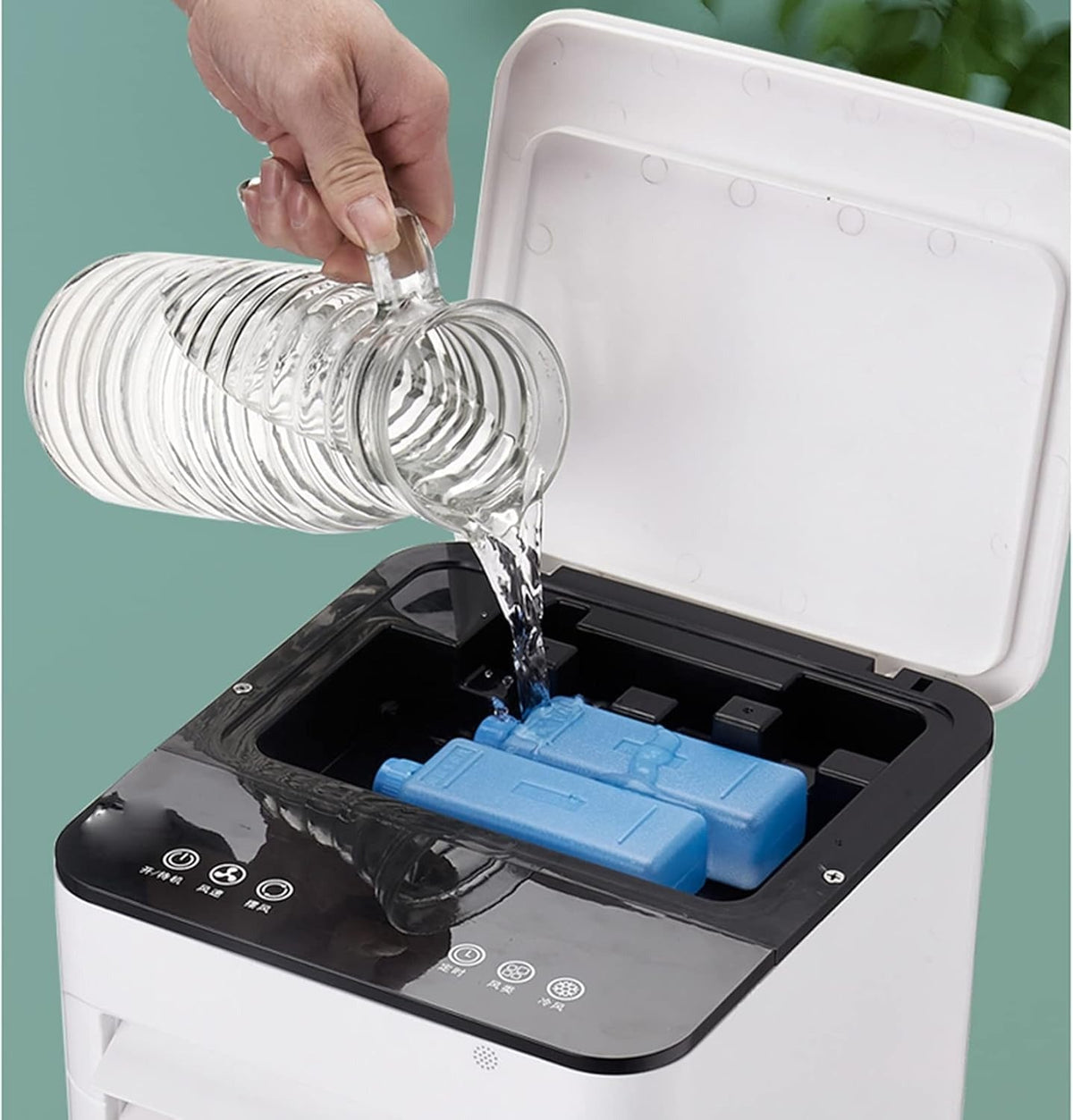 Portable Evaporative Air Cooler with Humidifier and Air Purifier - 3-in-1 Personal Cooling Fan with Ice Compartment, Remote Control, Timer